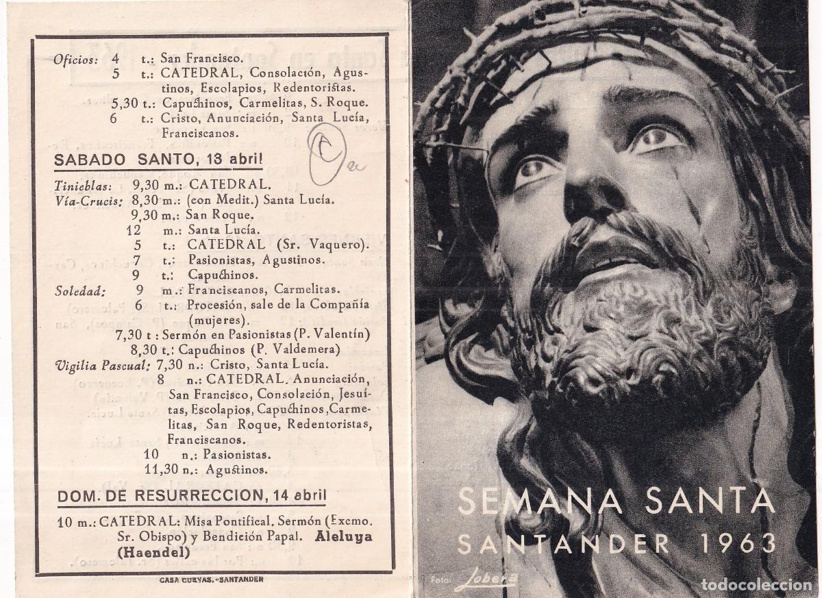 Cartes Postales: Santander, Semana Santa 1963. Horario de cultos. Cerrado 12 x 8 cm