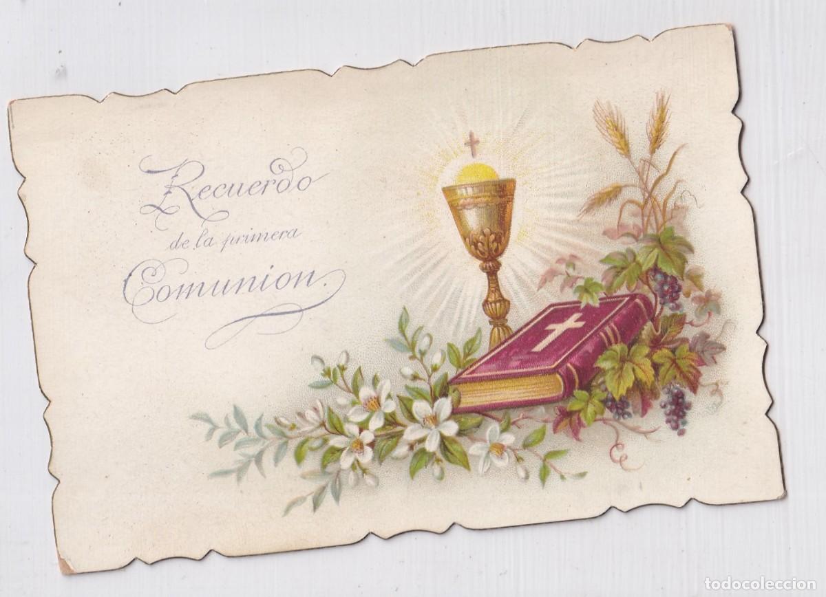 Postales: Curiosa estampa recuerdo de primera Comuni&oacute;n. Reverso en blanco. 10,50 x 7 cm
