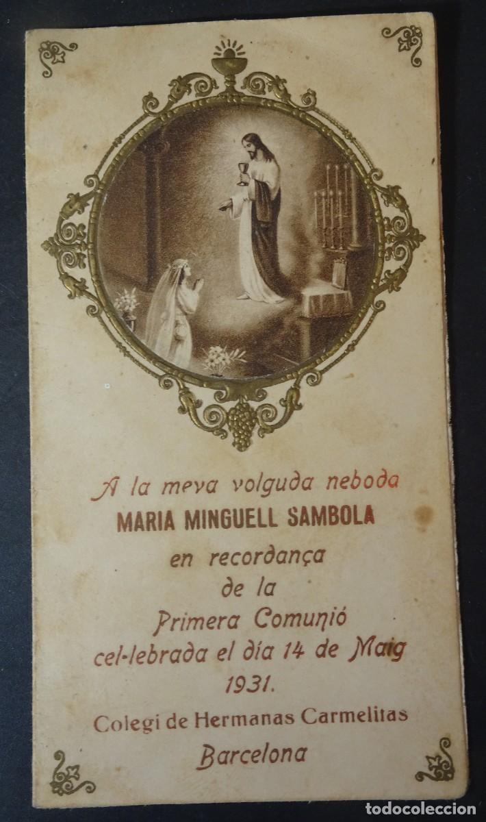 Cartoline: ANTIGUA TARJETA PRIMERA COMUNI&Oacute;N 1931 , CARMELITAS BARCELONA , VER FOTOS