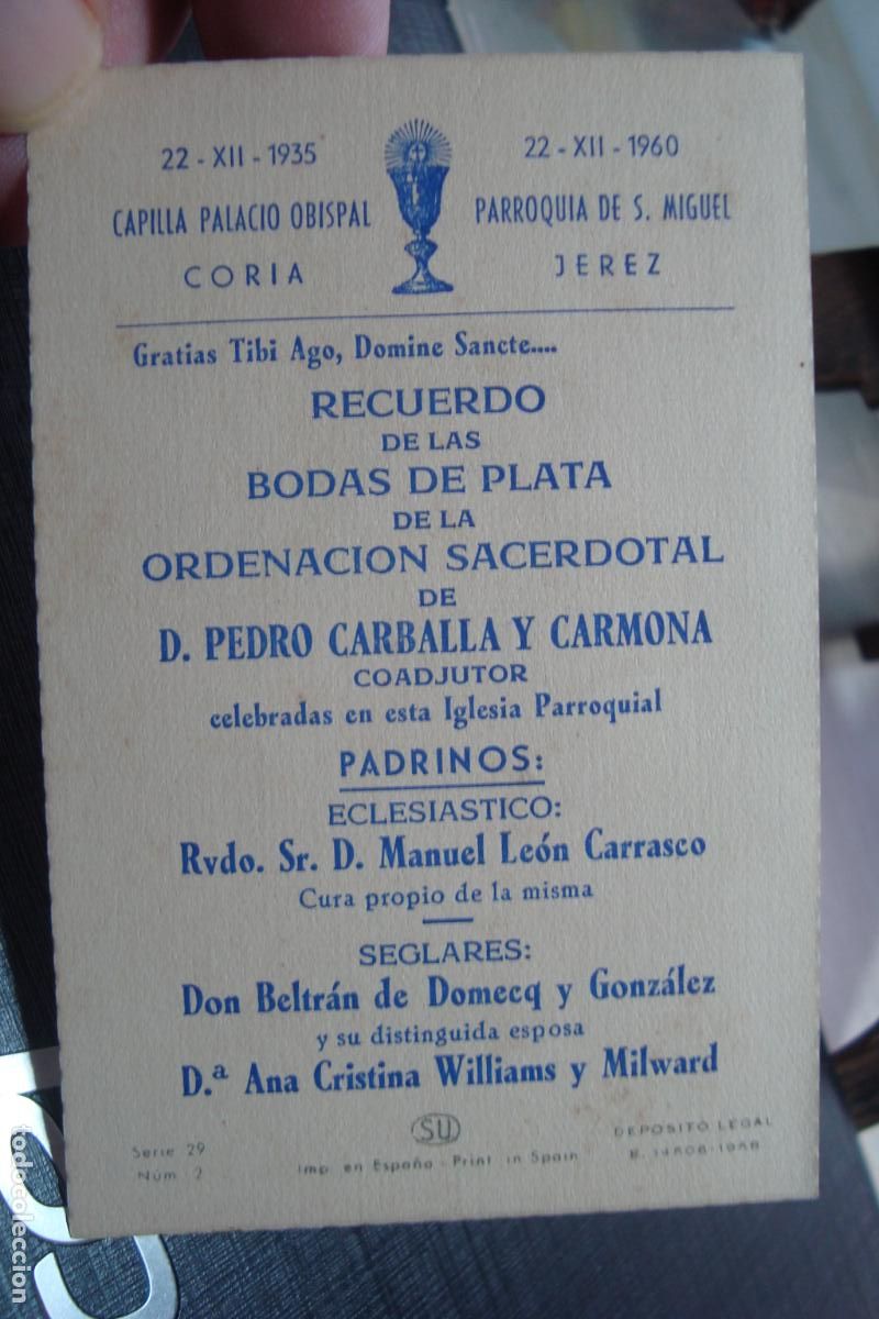 Postales: RECUERDO ORDENACION SACERDOTAL PEDRO CARBALLA CARMONA. CORIA - JEREZ 1935-1960