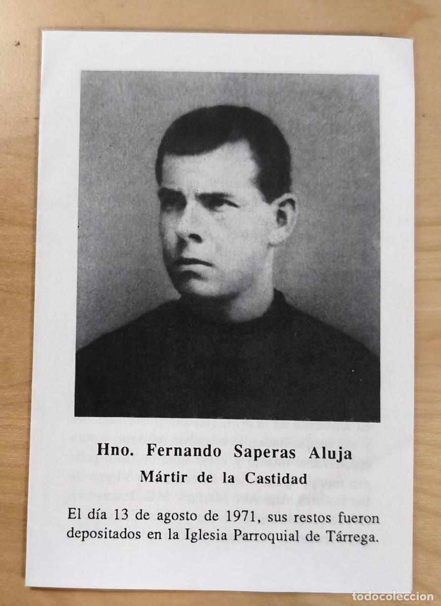 Postales: ED 40 Estampa d&iacute;ptico Hno. Fernando Saperas Aluja - M&aacute;rtir de la Castidad - con oraci&oacute;n uso privado