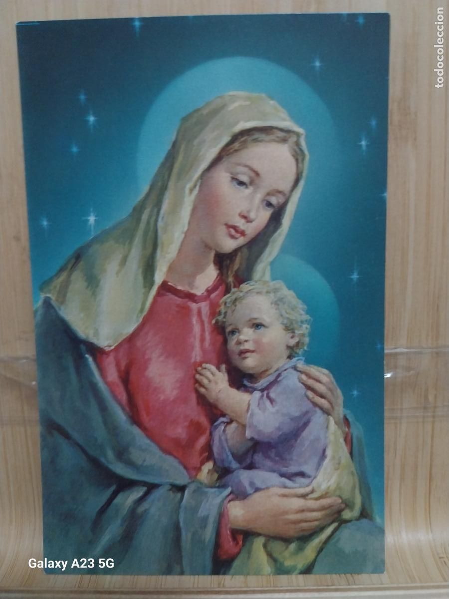Postales: VIRGEN NTRA SRA CON NI&Ntilde;O TARJETA TAMA&Ntilde;O POSTAL DORSO BLANCO STARS 40