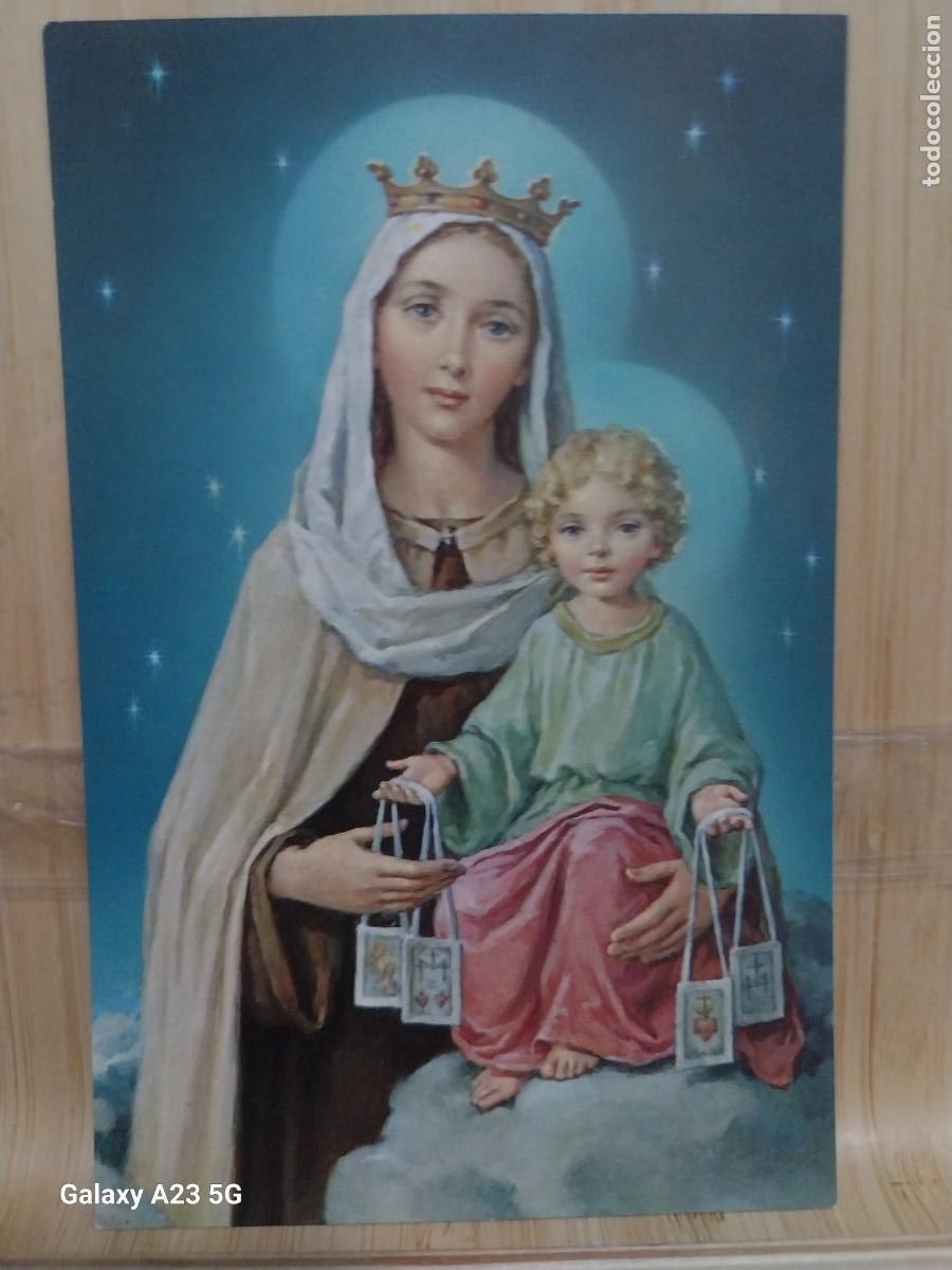 Postales: VIRGEN NTRA SRA CARMEN CON NI&Ntilde;O TARJETA TAMA&Ntilde;O POSTAL DORSO BLANCO STARS 32