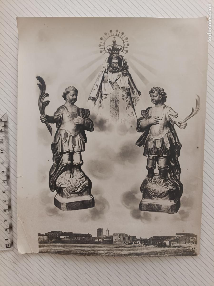 Postales: L&aacute;mina antigua. Virgen y Santos