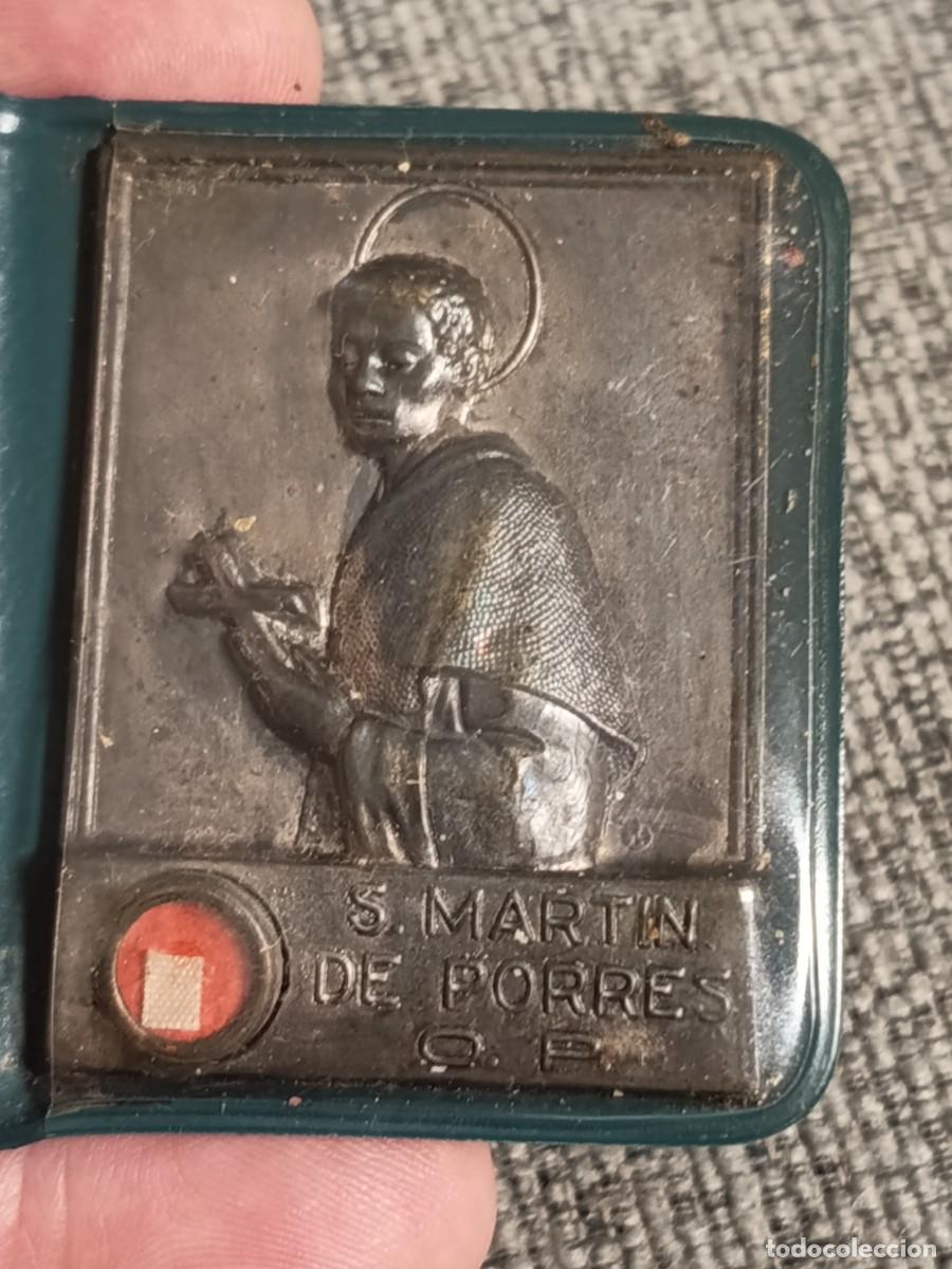 Postales: ANTIGUA PLACA DE SAN MARTIN DE PORRES &rdquo; PROTECTORA Y CON TROCITO DE TELA &rdquo;