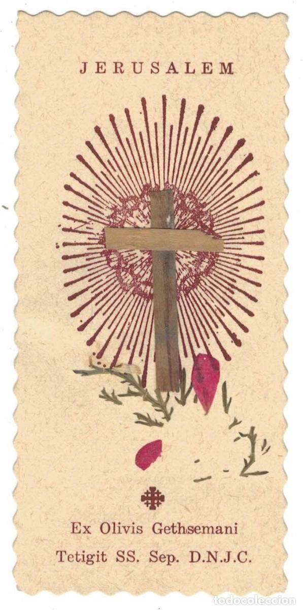 Postcards: Jerusalem Ex Olivis Gethsemani / Jerusal&eacute;n Cruz formada con briznas del Olivo de Getseman&iacute;
