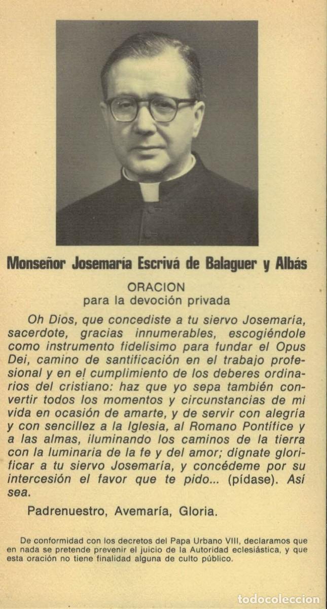 Postcards: Estampa Monse&ntilde;or Josemar&iacute;a Escriv&aacute; de Balaguer y Alb&aacute;s