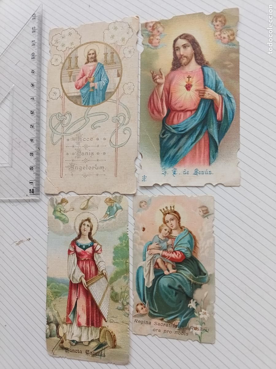 Postcards: 4 estampas litogr&aacute;ficas, buen tama&ntilde;o