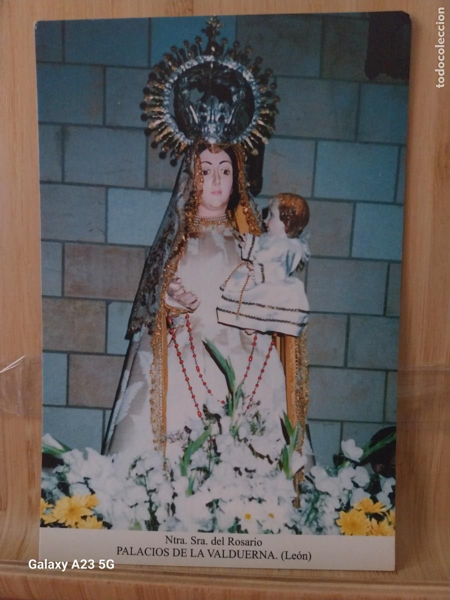 Postcards: PALACIOS DE LA VALDUERNA VIRGEN NTRA SRA DEL ROSARIO LEON TARJETA TAMA&Ntilde;O POSTAL DORSO BLANCO ++