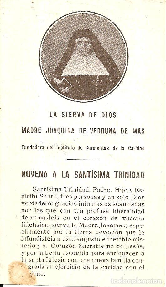 Postais: ESTAMPA MADRE JOAQUINA DE VEDRUNA DE MAS CON NOVENA A LA SANTISIMA TRINIDAD