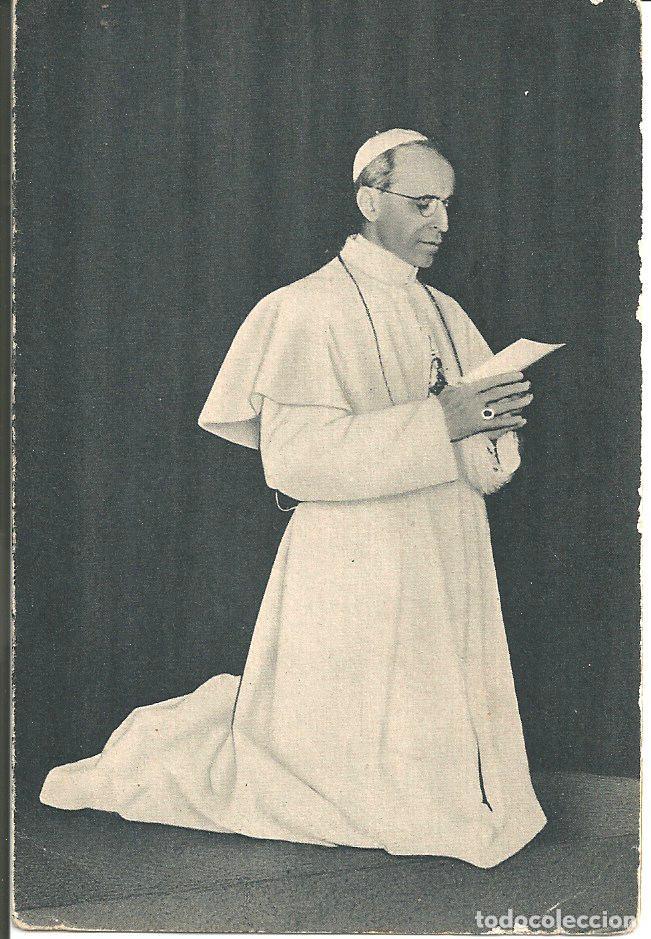 Postais: ESTAMPA PAPA PIO XII (PIUS PP. XII) CON ORACION DEL A&Ntilde;O SANTO - DIPTICA