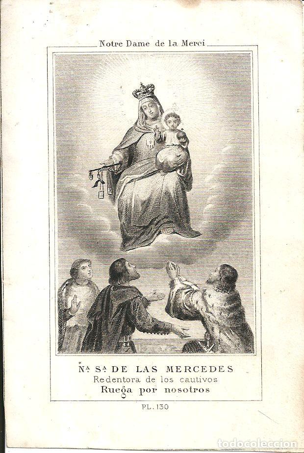 Postais: ESTAMPA N&ordf;. SRA. DE LAS MERCEDES, REDENTORA DE LOS CAUTIVOS CON ORACION DORSO