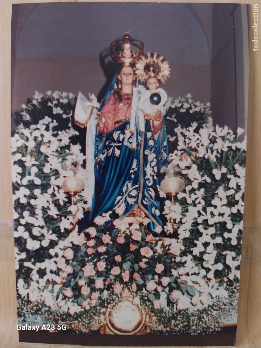 Cartes Postales: VIRGEN NTRA SRA CON NI&Ntilde;O RODEADA FLORES FOTO PARTICULAR TAMA&Ntilde;O POSTAL VINTAGE