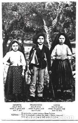 Postkarten: Portugal y F&aacute;tima, los pastorcitos a quienes se apareci&oacute; Nuestra Se&ntilde;ora de F&aacute;tima, Lisboa 1959 (8877
