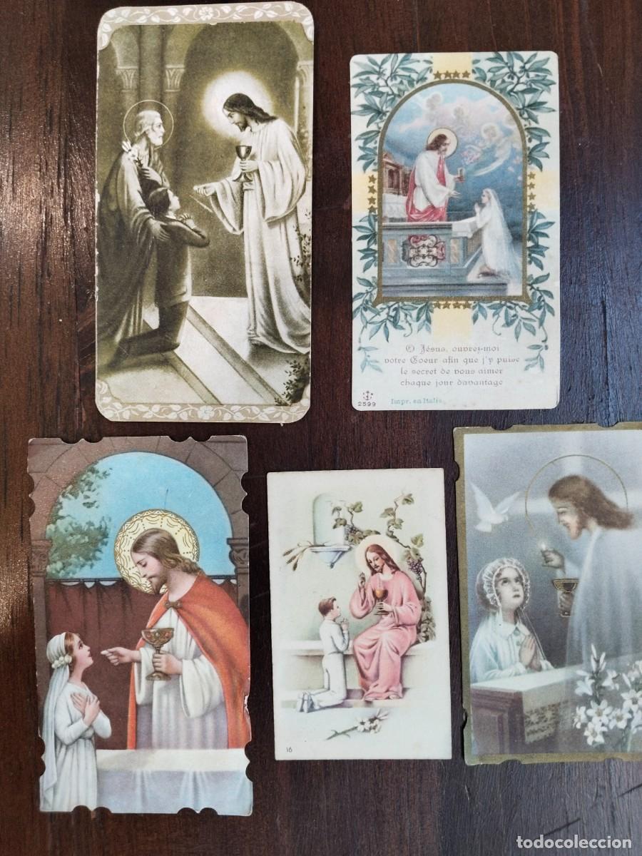 Postcards: 5 antiguos recordatorios Jes&uacute;s dando la Comuni&oacute;n. Ver.