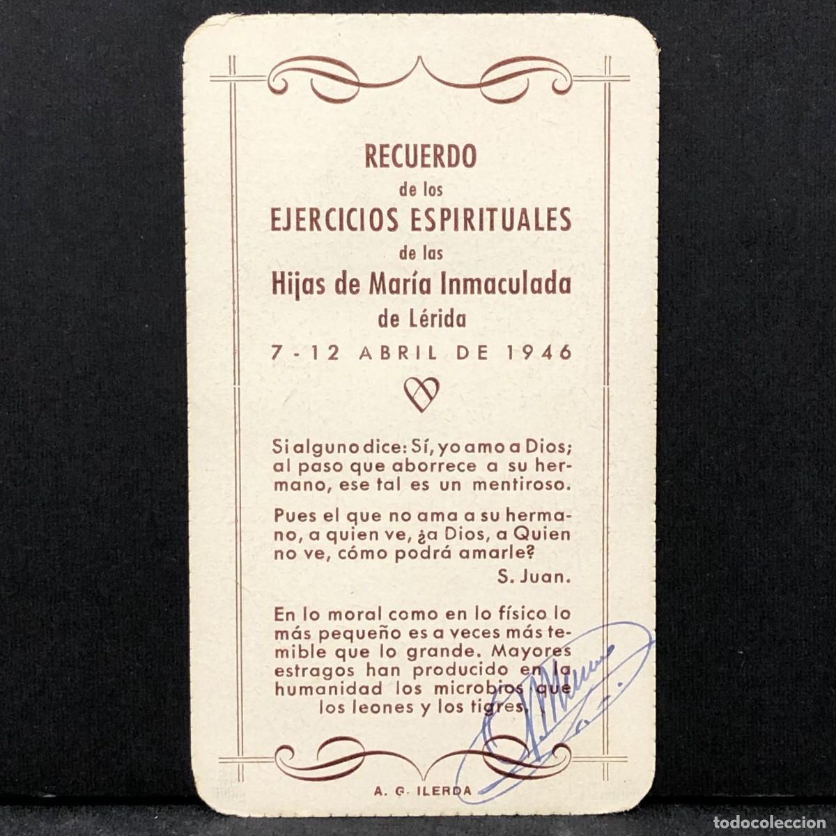 Cartoline: RECUERDO DE LOS EJERCICIOS ESPIRITUALES DE LAS HIJAS DE MAR&Iacute;A INMACULADA DE L&Eacute;RIDA - 1946 / 851