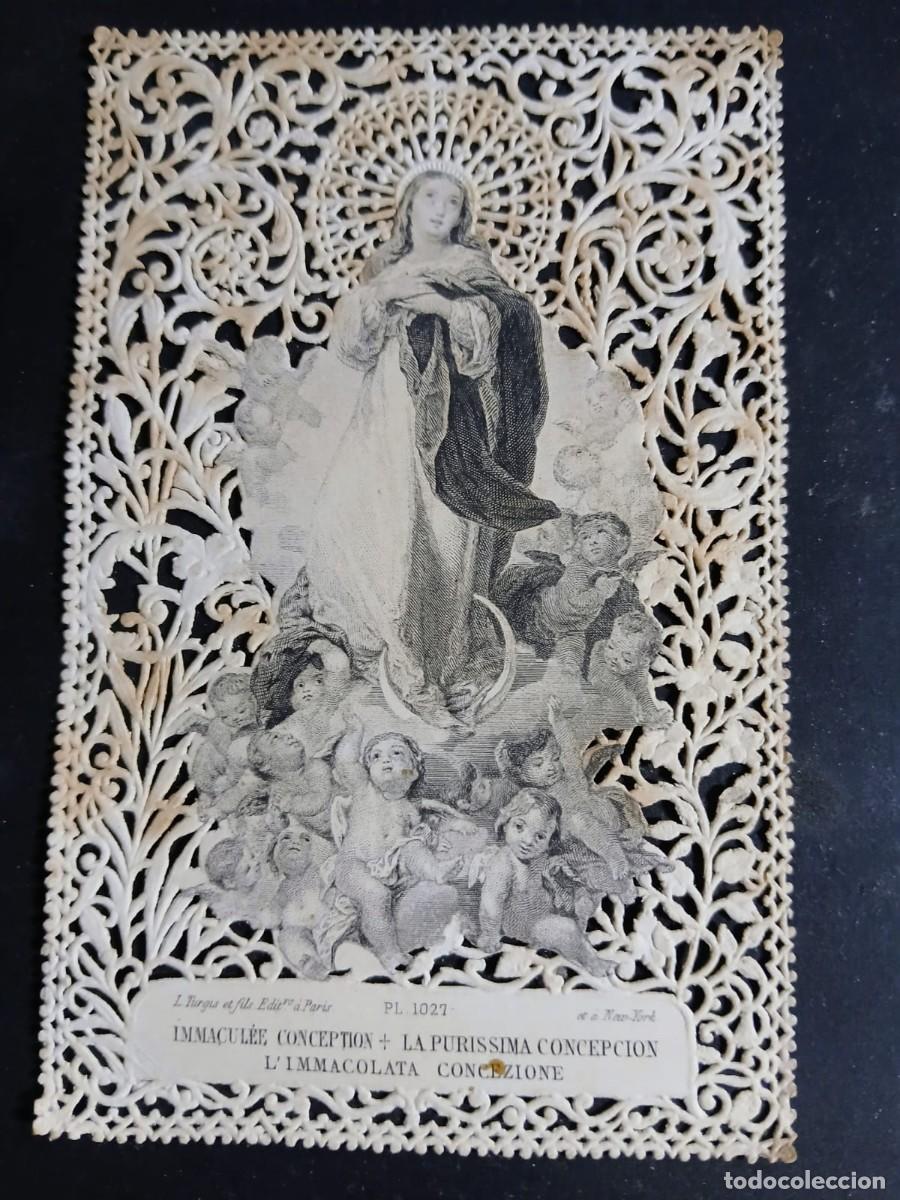 Postales: Antigua Estampa Religiosa Calada (Canivet) - Inmaculada Concepci&oacute;n - L. Turgis, Par&iacute;s (S. XIX)