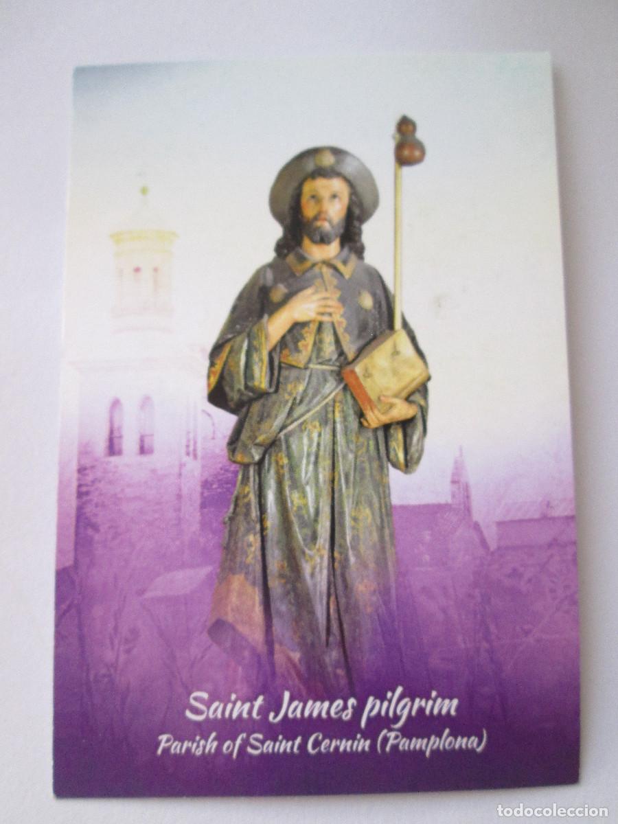 Postales: ESTAMPA RELIGIOSA - SANTIAGO PEREGRINO - IGLESIA SAN SATURNINO - PAMPLONA - ORACION EN INGLES
