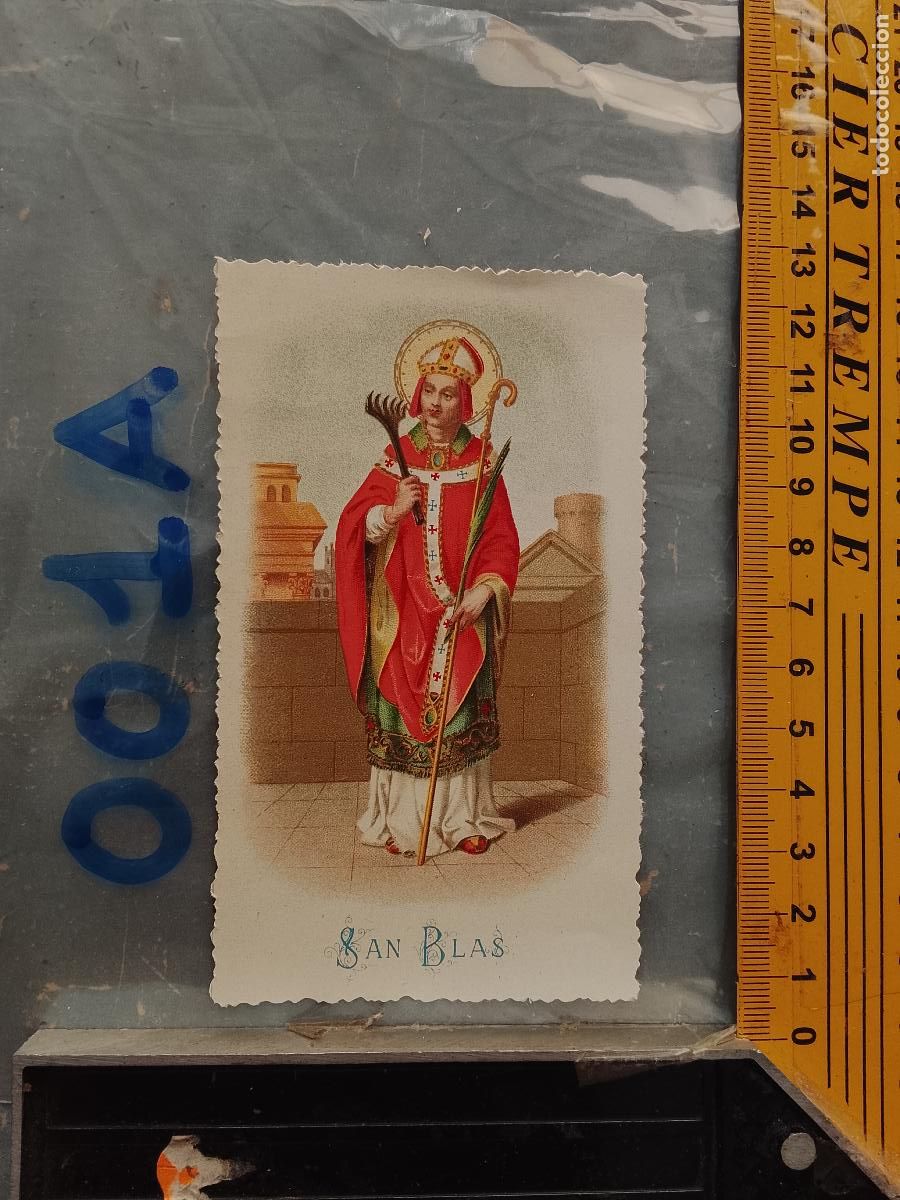 Postais: ANTIGUA ESTAMPA TROQUELADA RELIGIOSA CROOMOLITOGRAFICA MODERNISTA SANTORAL - SAN BLAS