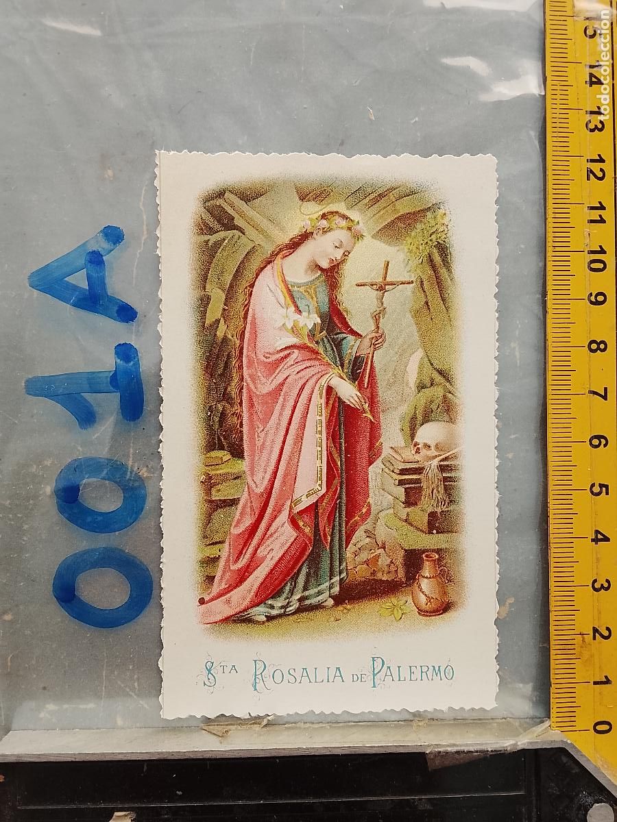 Postais: ANTIGUA ESTAMPA TROQUELADA RELIGIOSA CROOMOLITOGRAFICA MODERNISTA SANTORAL - SANTA ROSA DE PALERMO