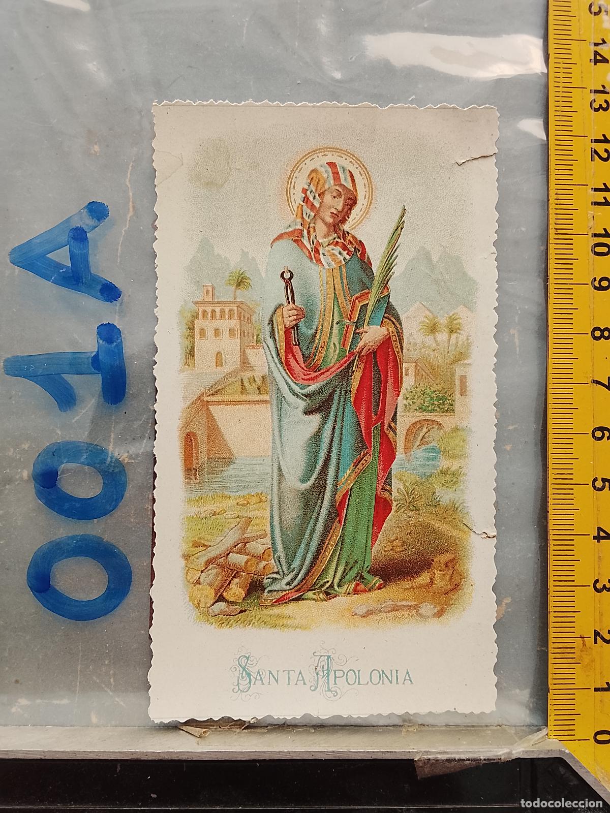 Postcards: ANTIGUA ESTAMPA TROQUELADA RELIGIOSA CROOMOLITOGRAFICA MODERNISTA SANTORAL - SANTA APOLINIA
