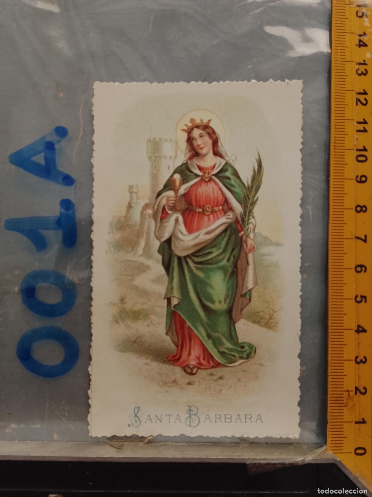 Postcards: ANTIGUA ESTAMPA TROQUELADA RELIGIOSA CROOMOLITOGRAFICA MODERNISTA SANTORAL - SANTA BARBARA