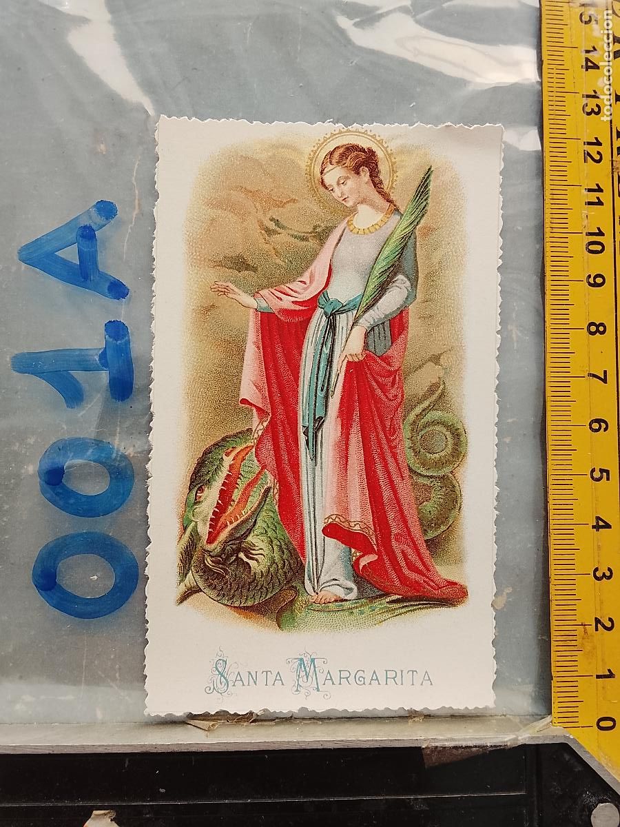 Postcards: ANTIGUA ESTAMPA TROQUELADA RELIGIOSA CROOMOLITOGRAFICA MODERNISTA SANTORAL - SANTA MARGARITA