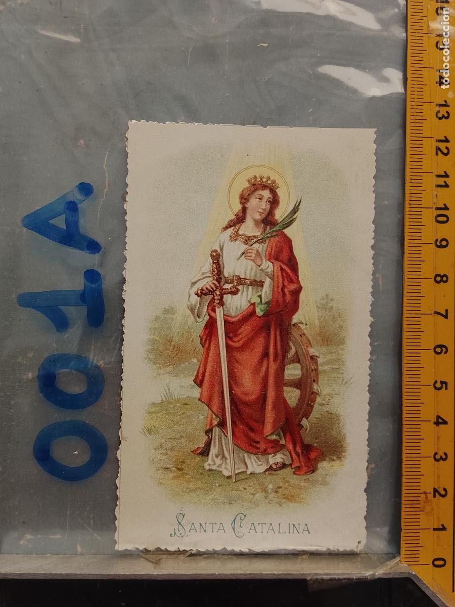 Postkarten: ANTIGUA ESTAMPA TROQUELADA RELIGIOSA CROOMOLITOGRAFICA MODERNISTA SANTORAL - SANTA CATALINA