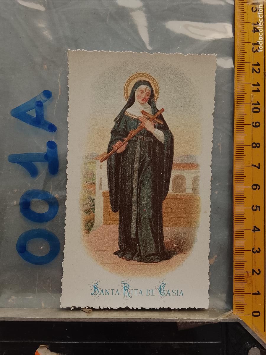 Postais: ANTIGUA ESTAMPA TROQUELADA RELIGIOSA CROOMOLITOGRAFICA MODERNISTA SANTORAL - SANTA RITA DE CASIA