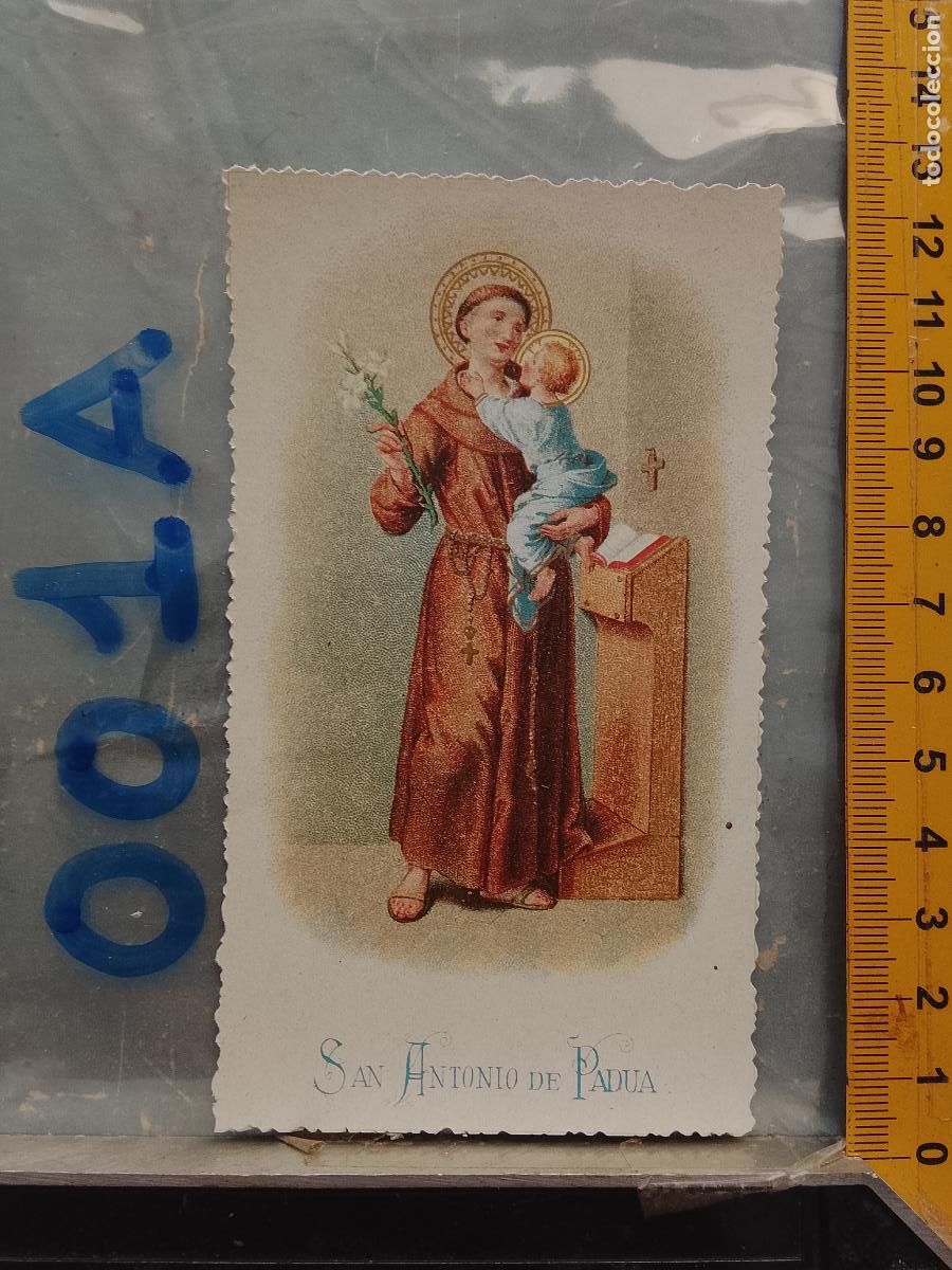 Postkarten: ANTIGUA ESTAMPA TROQUELADA RELIGIOSA CROOMOLITOGRAFICA MODERNISTA SANTORAL - SAN ANTONIO DE PADUA