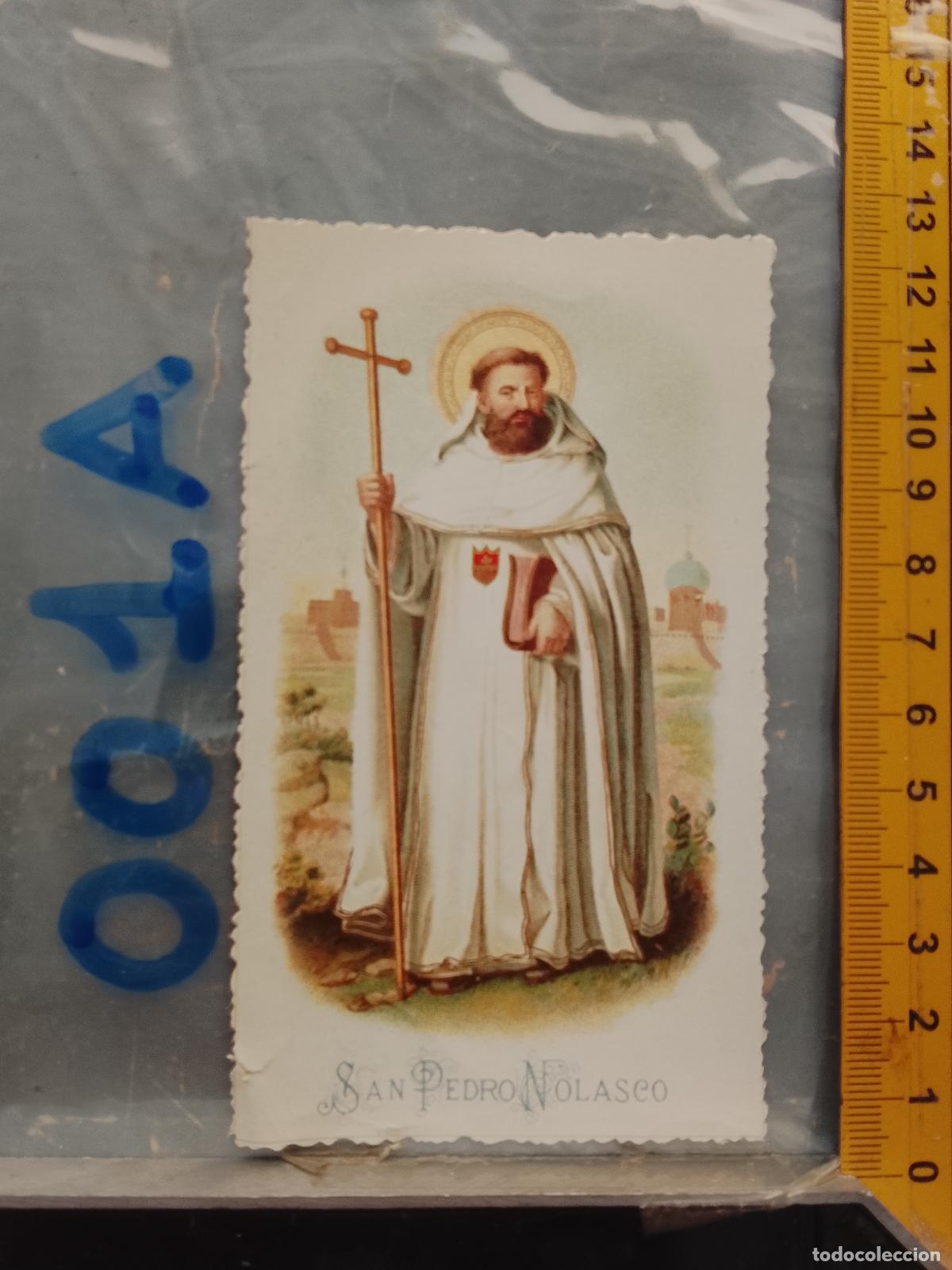 Postcards: ANTIGUA ESTAMPA TROQUELADA RELIGIOSA CROOMOLITOGRAFICA MODERNISTA SANTORAL - SAN PEDRO NOLASCO