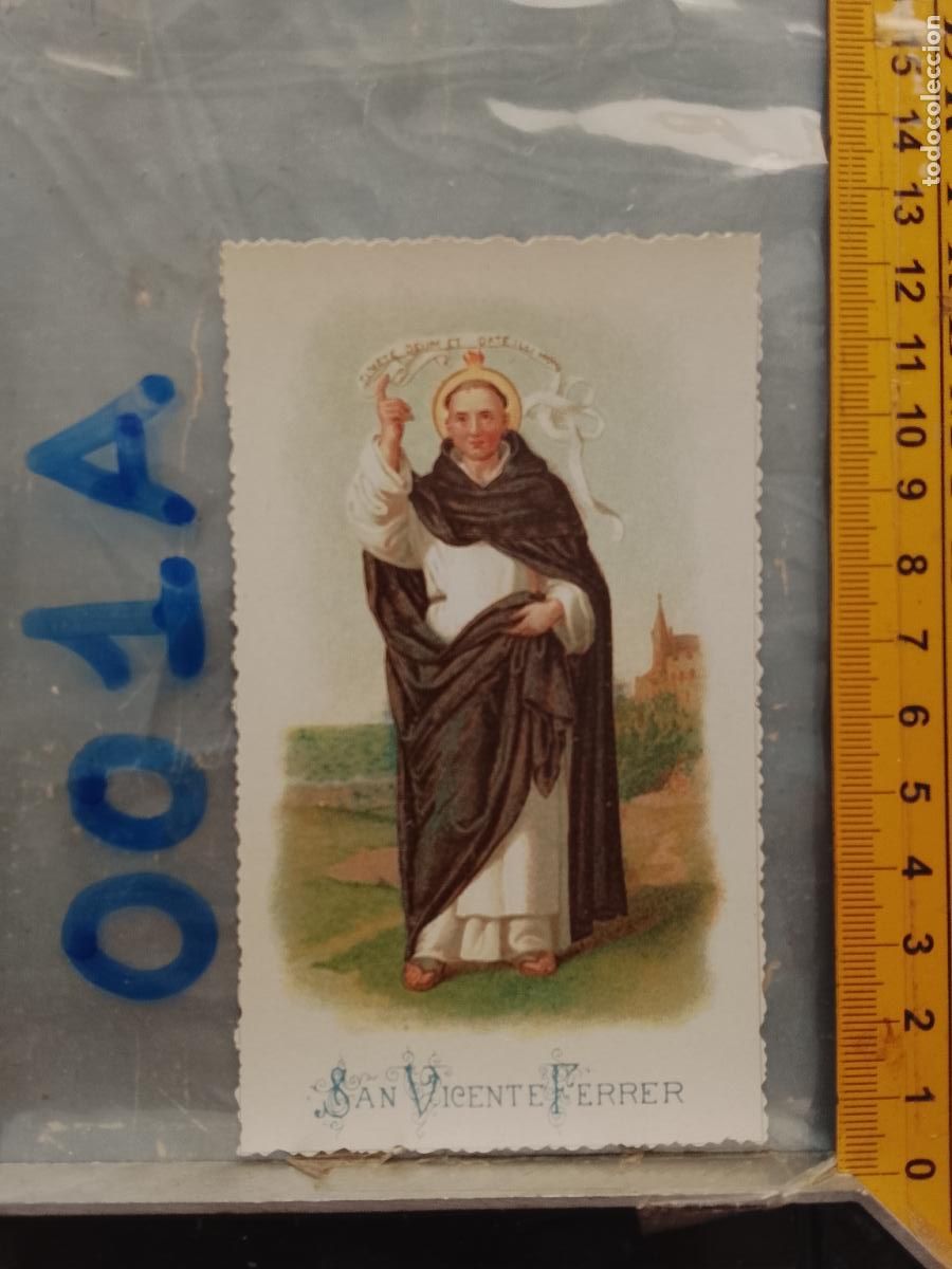 Postcards: ANTIGUA ESTAMPA TROQUELADA RELIGIOSA CROOMOLITOGRAFICA MODERNISTA SANTORAL - SAN VICENTE FERRER