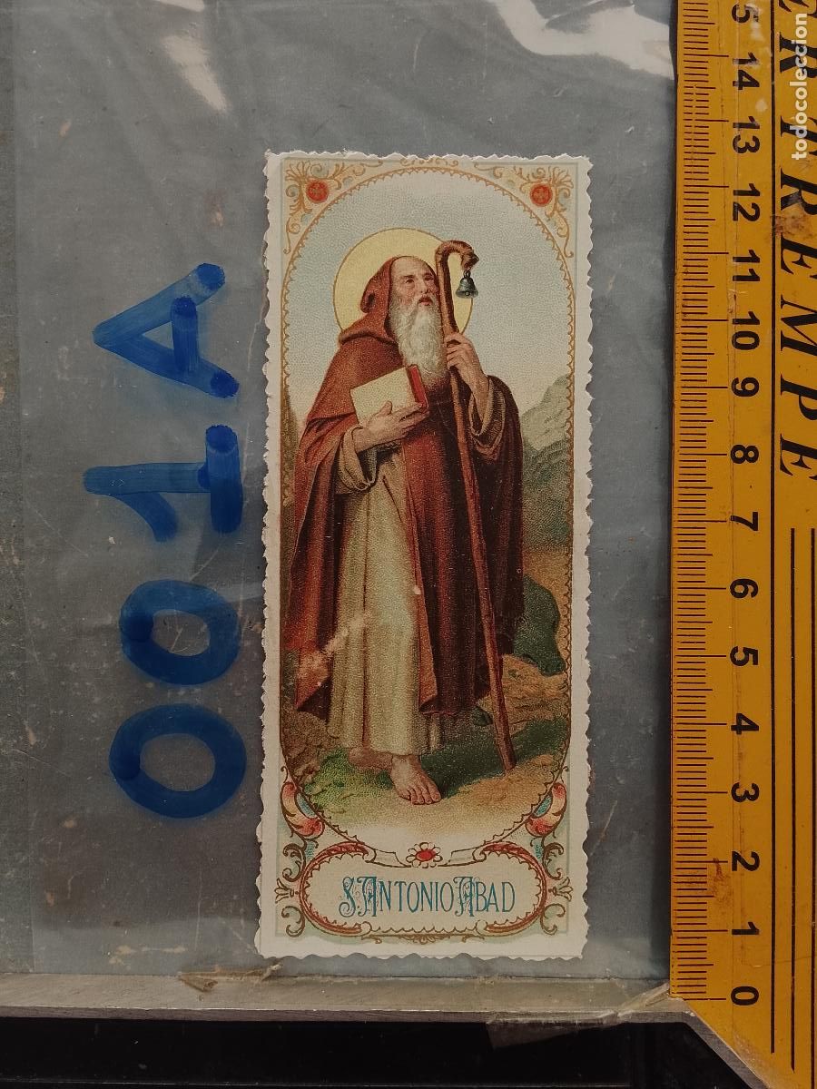 Postcards: ANTIGUA ESTAMPA TROQUELADA RELIGIOSA CROOMOLITOGRAFICA MODERNISTA SANTORAL - SAN ANTONIO ABAD