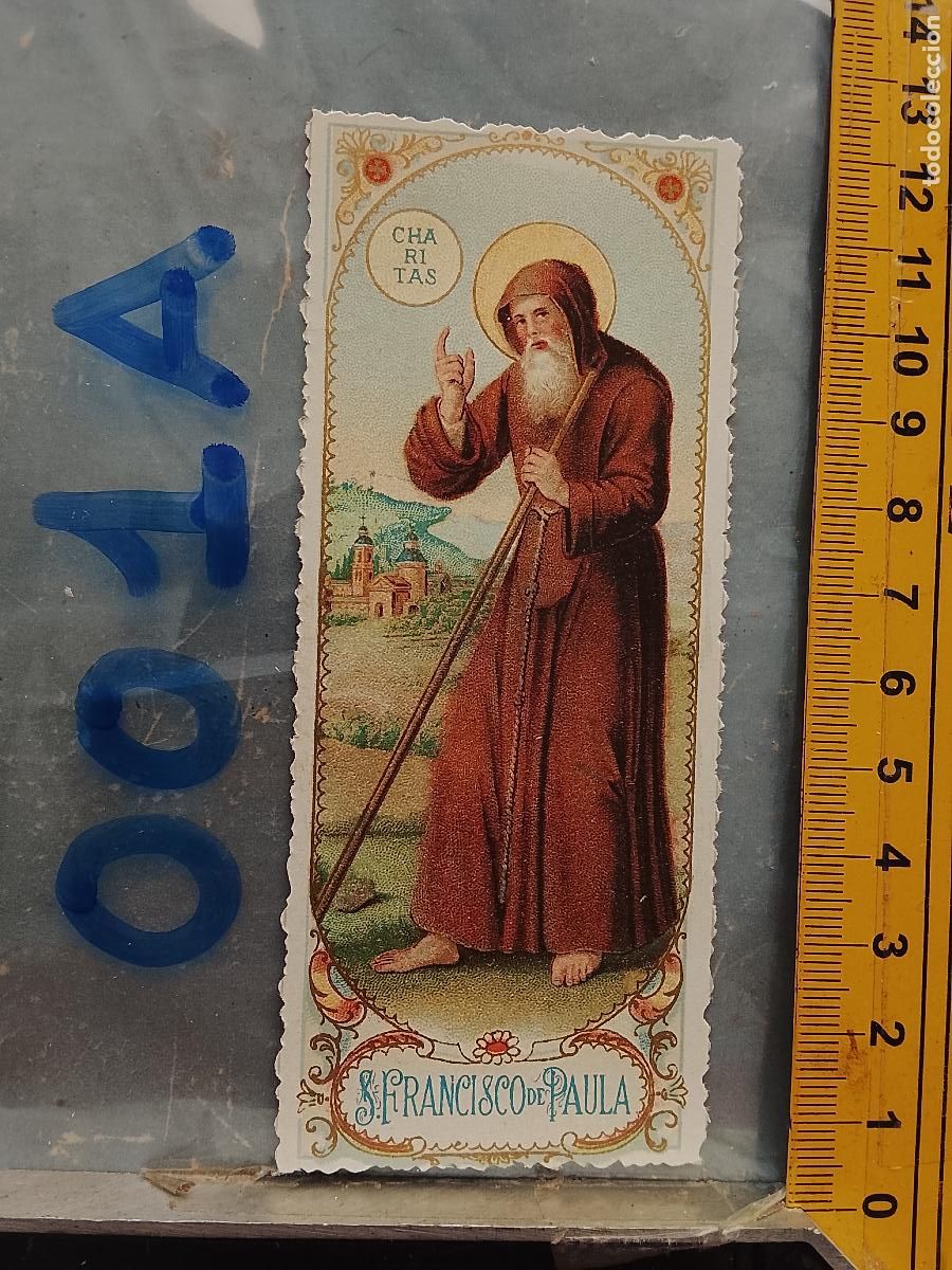 Cartoline: ANTIGUA ESTAMPA TROQUELADA RELIGIOSA CROOMOLITOGRAFICA MODERNISTA SANTORAL - SAN FRANCISCO DE PAULA