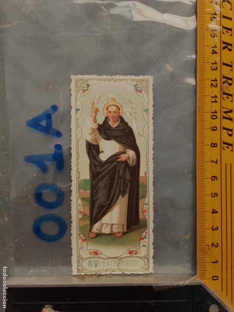 Postales: ANTIGUA ESTAMPA TROQUELADA RELIGIOSA CROOMOLITOGRAFICA MODERNISTA SANTORAL - SAN VICENTE FERRER