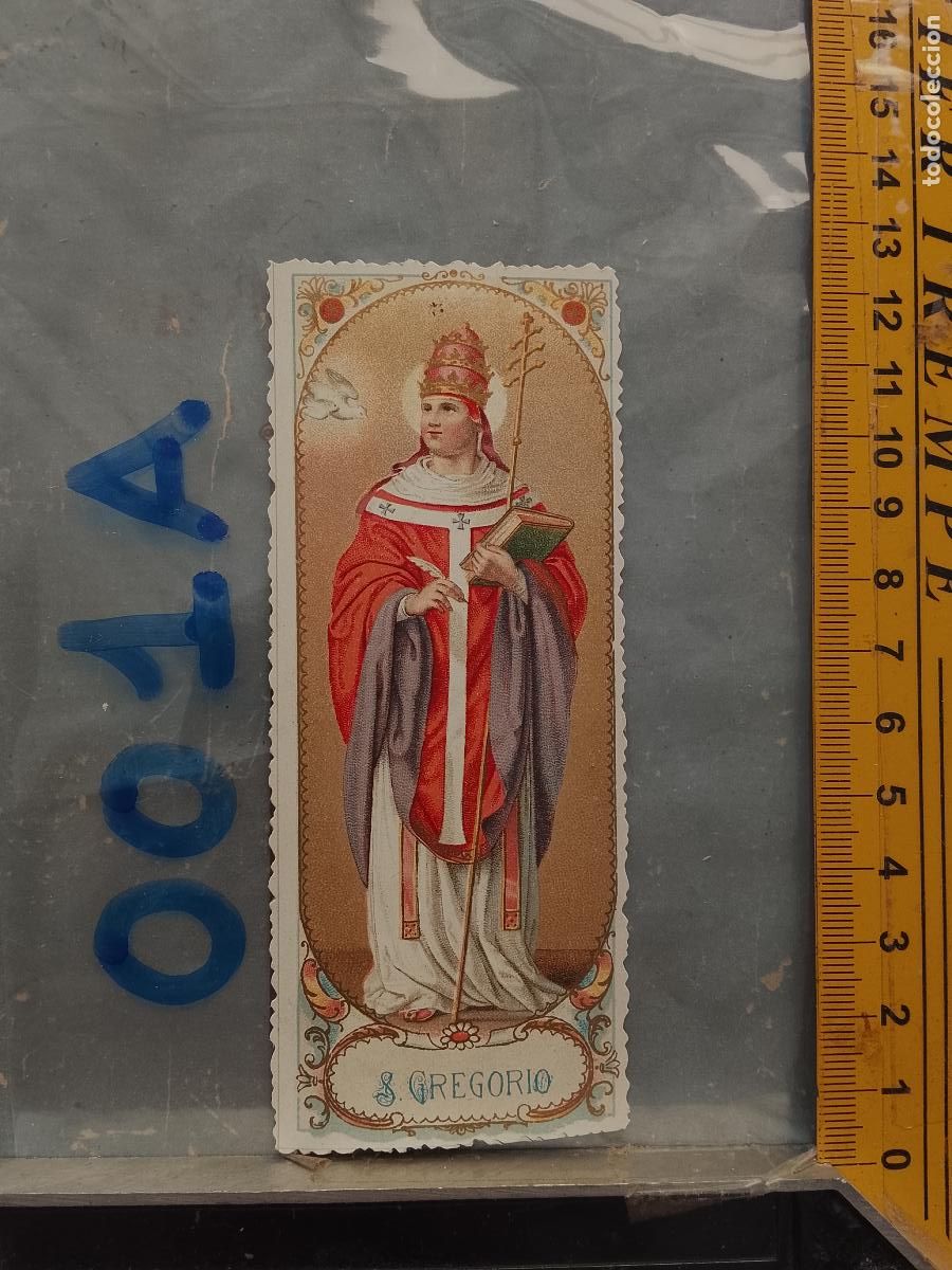 Postales: ANTIGUA ESTAMPA TROQUELADA RELIGIOSA CROOMOLITOGRAFICA MODERNISTA SANTORAL - SAN GREGORIO