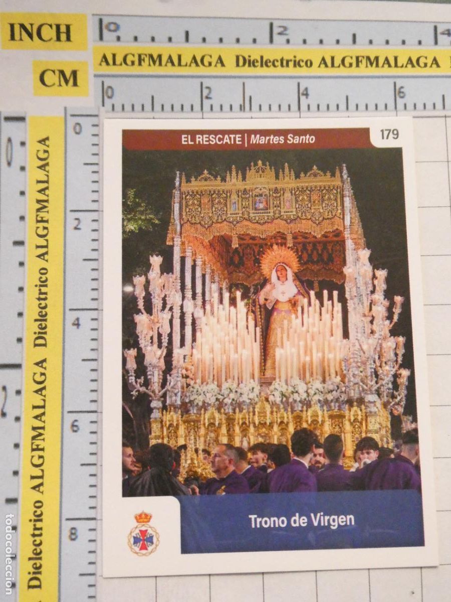 Postkarten: TARJETA TRADING CARD CROMO RELIGIOSO SEMANA SANTA M&Aacute;LAGA. HOLY CARDS. 179 EL RESCATE TRONO VIRGEN