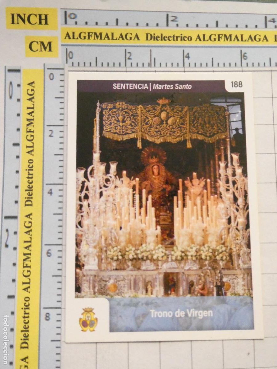 Postais: TARJETA TRADING CARD CROMO RELIGIOSO SEMANA SANTA M&Aacute;LAGA. HOLY CARDS. 188 LA SENTENCIA VIRGEN TRONO