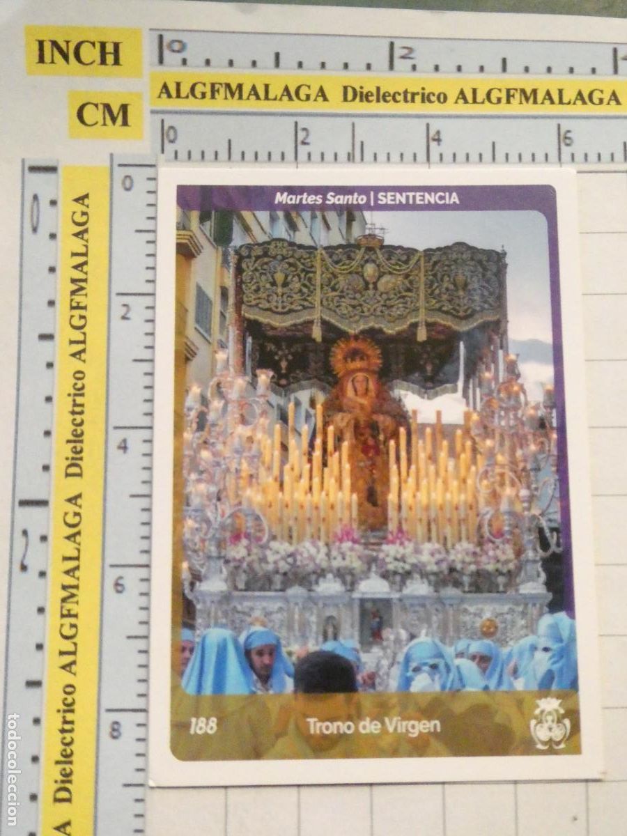 Postais: TARJETA TRADING CARD CROMO RELIGIOSO SEMANA SANTA M&Aacute;LAGA. HOLY CARDS. 188 LA SENTENCIA VIRGEN TRONO