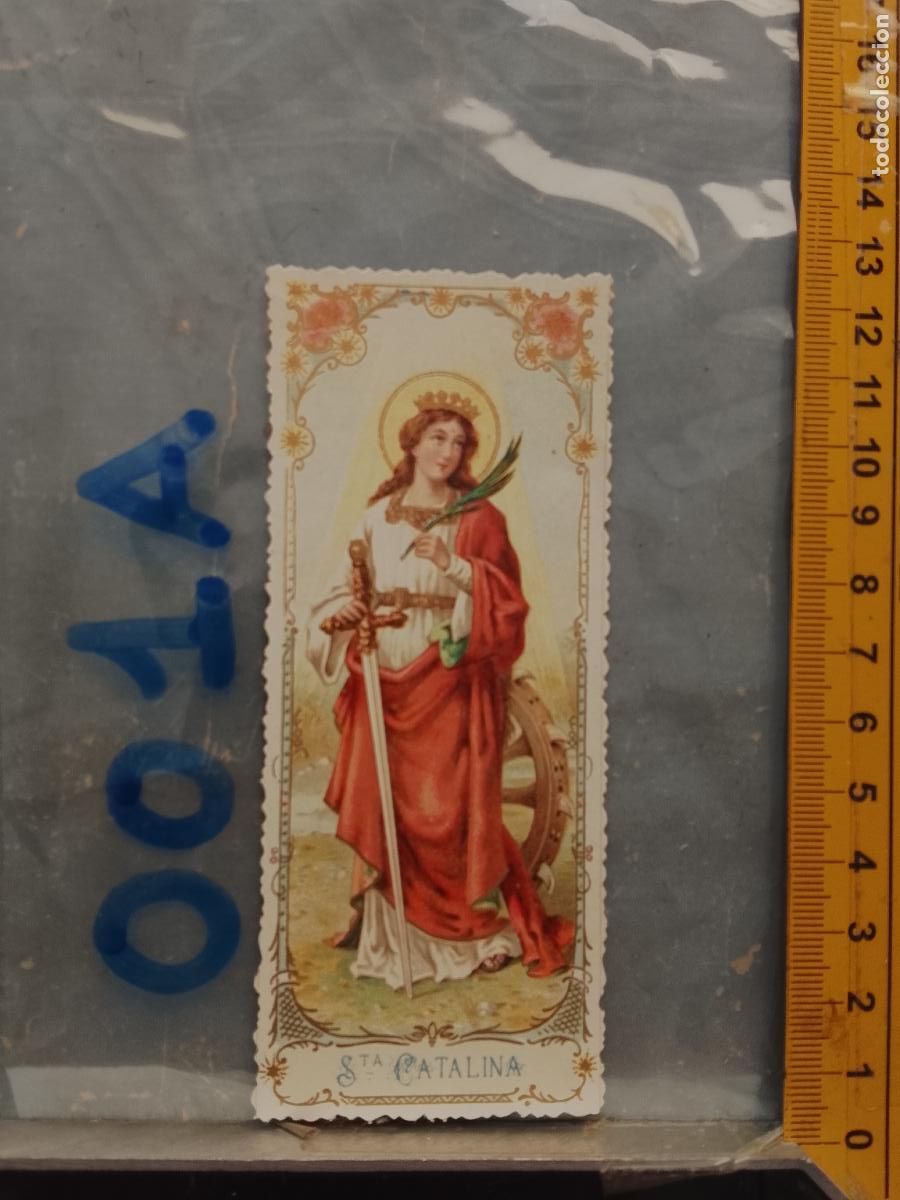 Postkarten: ANTIGUA ESTAMPA TROQUELADA RELIGIOSA CROMO LITOGRAFIA MODERNISTA SANTORAL - SANTA CATALINA