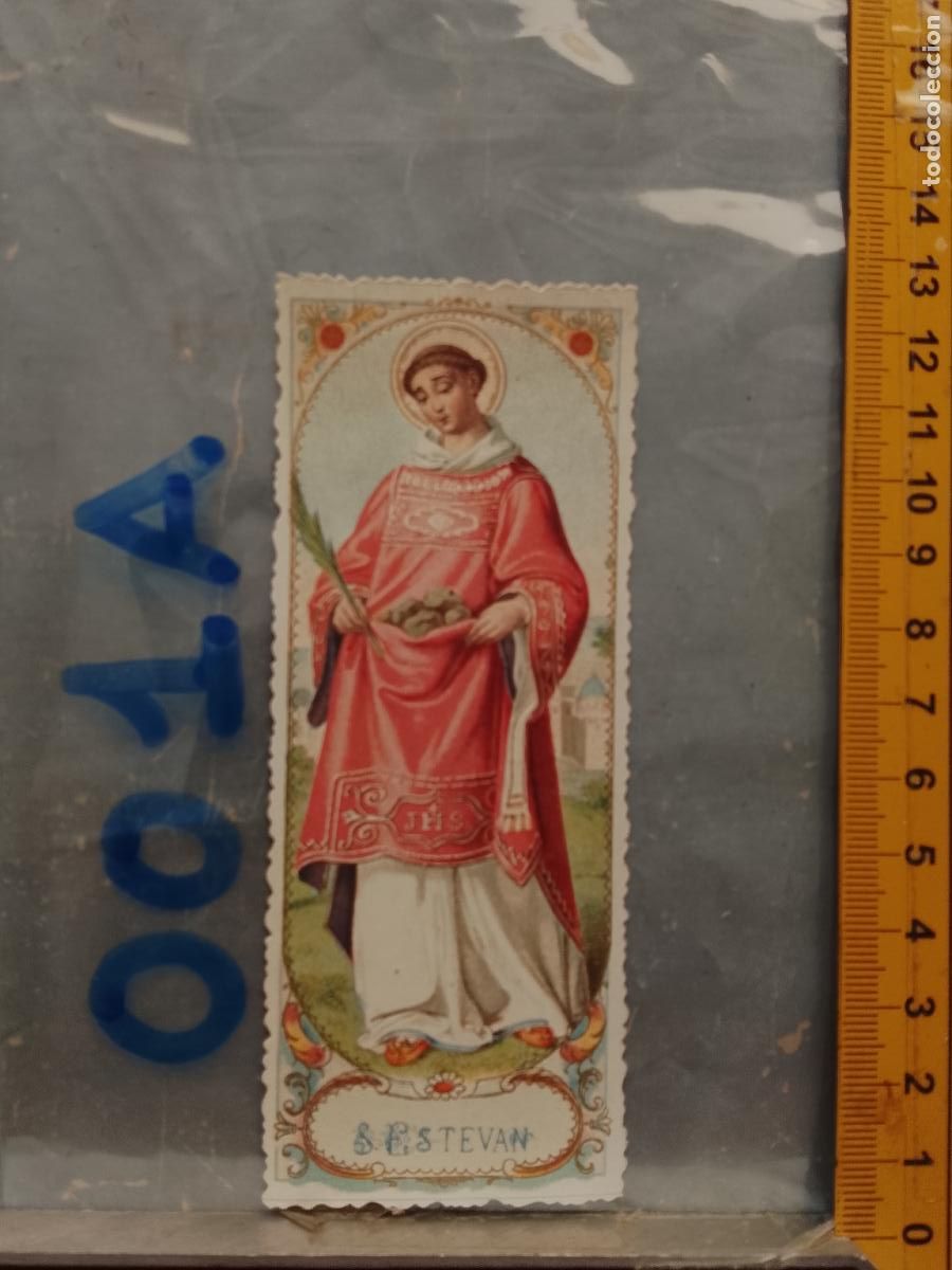 Postkarten: ANTIGUA ESTAMPA TROQUELADA RELIGIOSA CROMO LITOGRAFIA MODERNISTA SANTORAL - SAN ESTEVAN