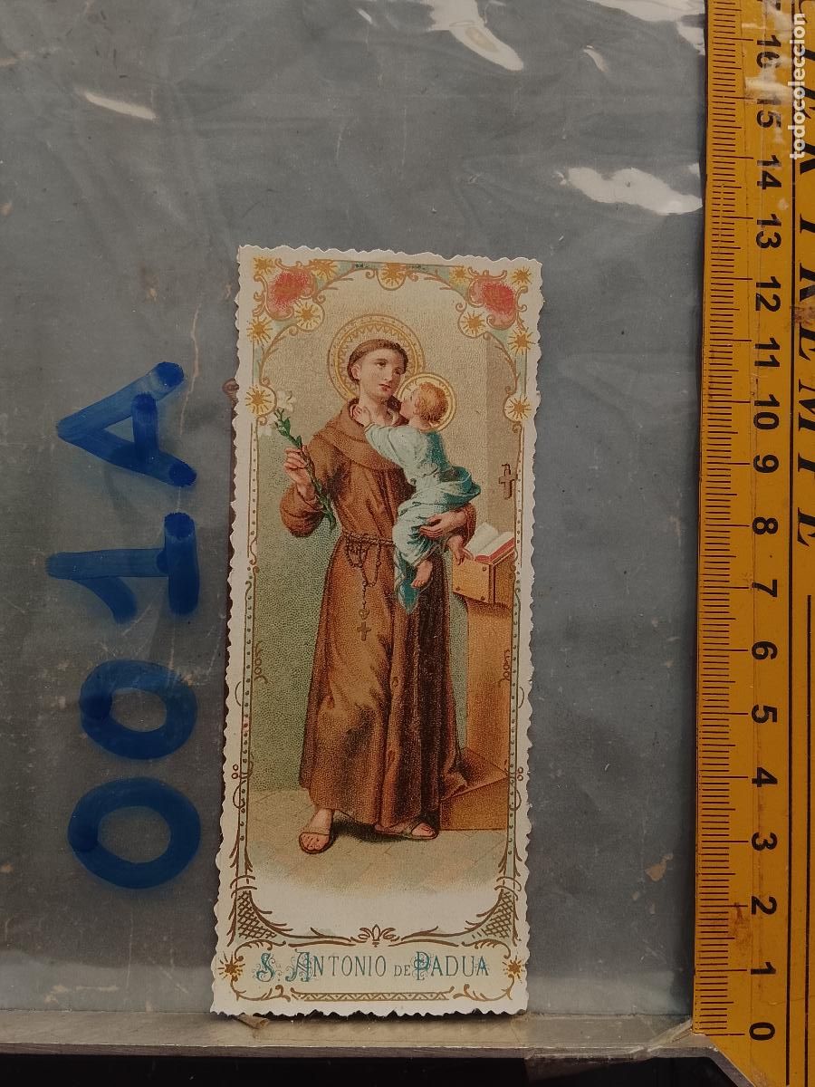 Postkarten: ANTIGUA ESTAMPA TROQUELADA RELIGIOSA CROMO LITOGRAFIA MODERNISTA SANTORAL - san antonio de padua