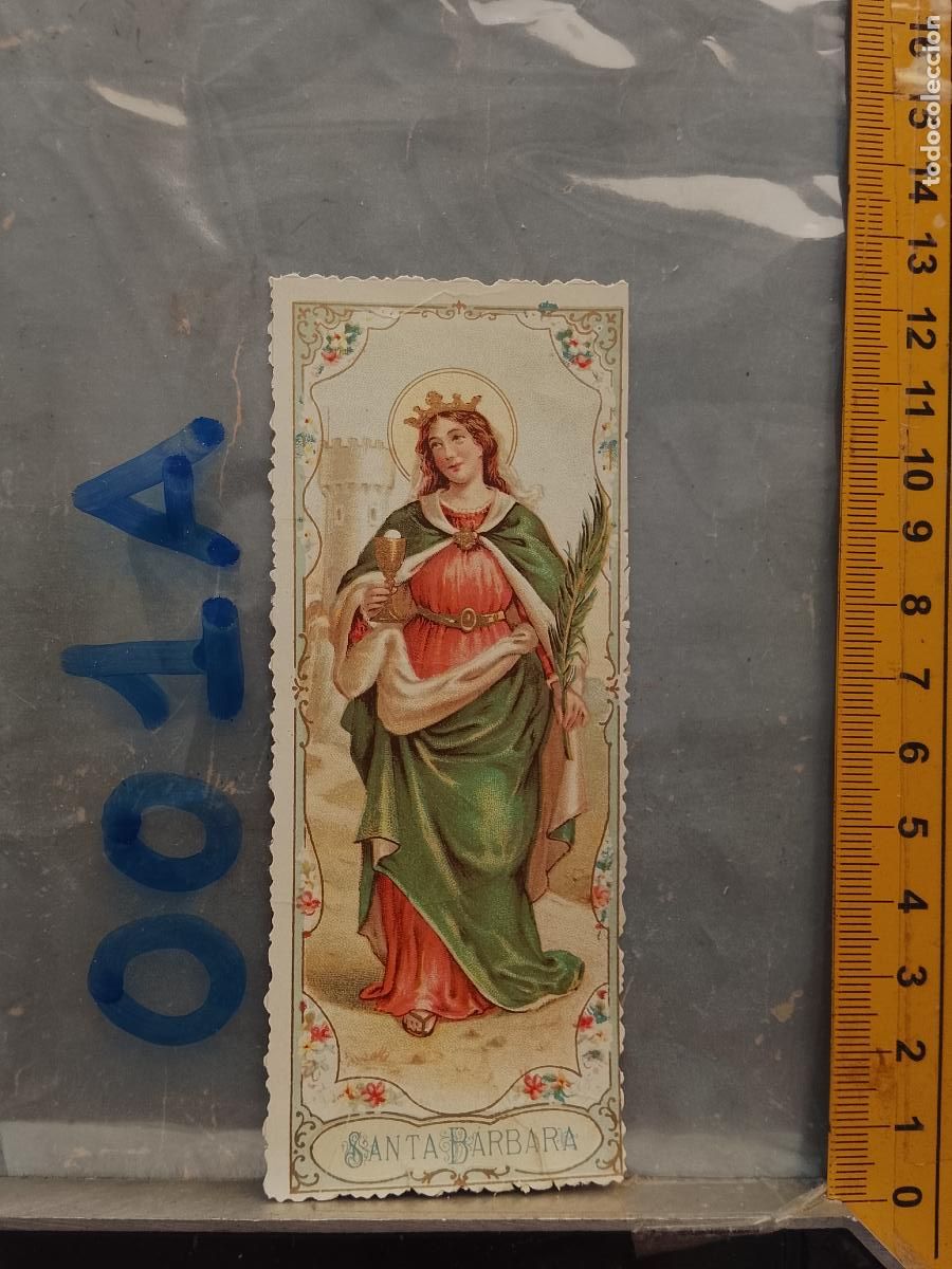 Postkarten: ANTIGUA ESTAMPA TROQUELADA RELIGIOSA CROMO LITOGRAFIA MODERNISTA SANTORAL - SANTA BARBARA