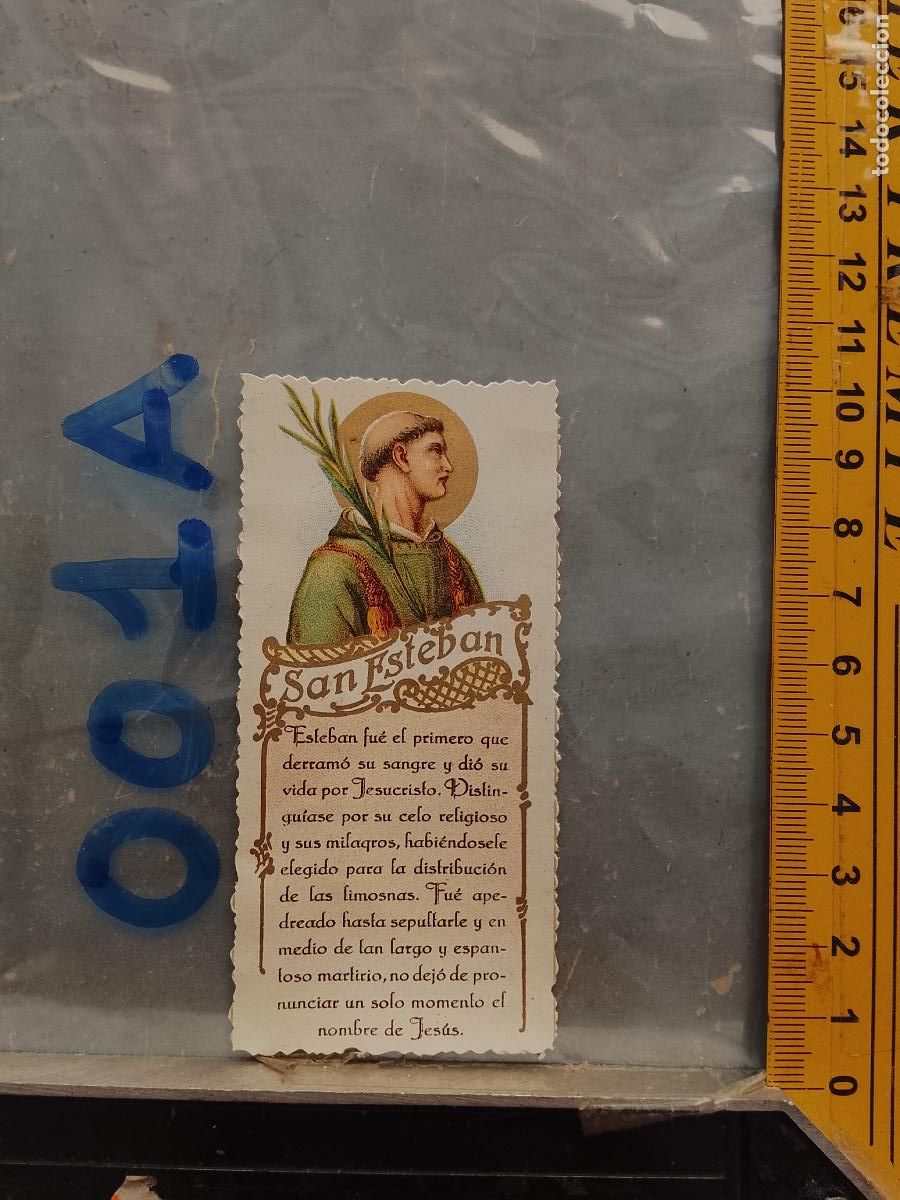 Postkarten: ANTIGUA ESTAMPA TROQUELADA RELIGIOSA CROMO LITOGRAFIA MODERNISTA SANTORAL - SAN ESTEBAN