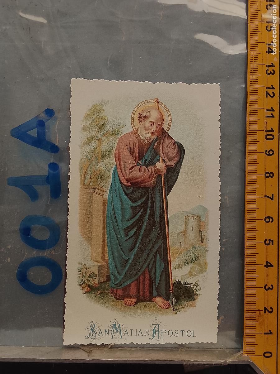 Postkarten: ANTIGUA ESTAMPA TROQUELADA RELIGIOSA CROMO LITOGRAFIA MODERNISTA SANTORAL - SAN MATIAS APOSTOL