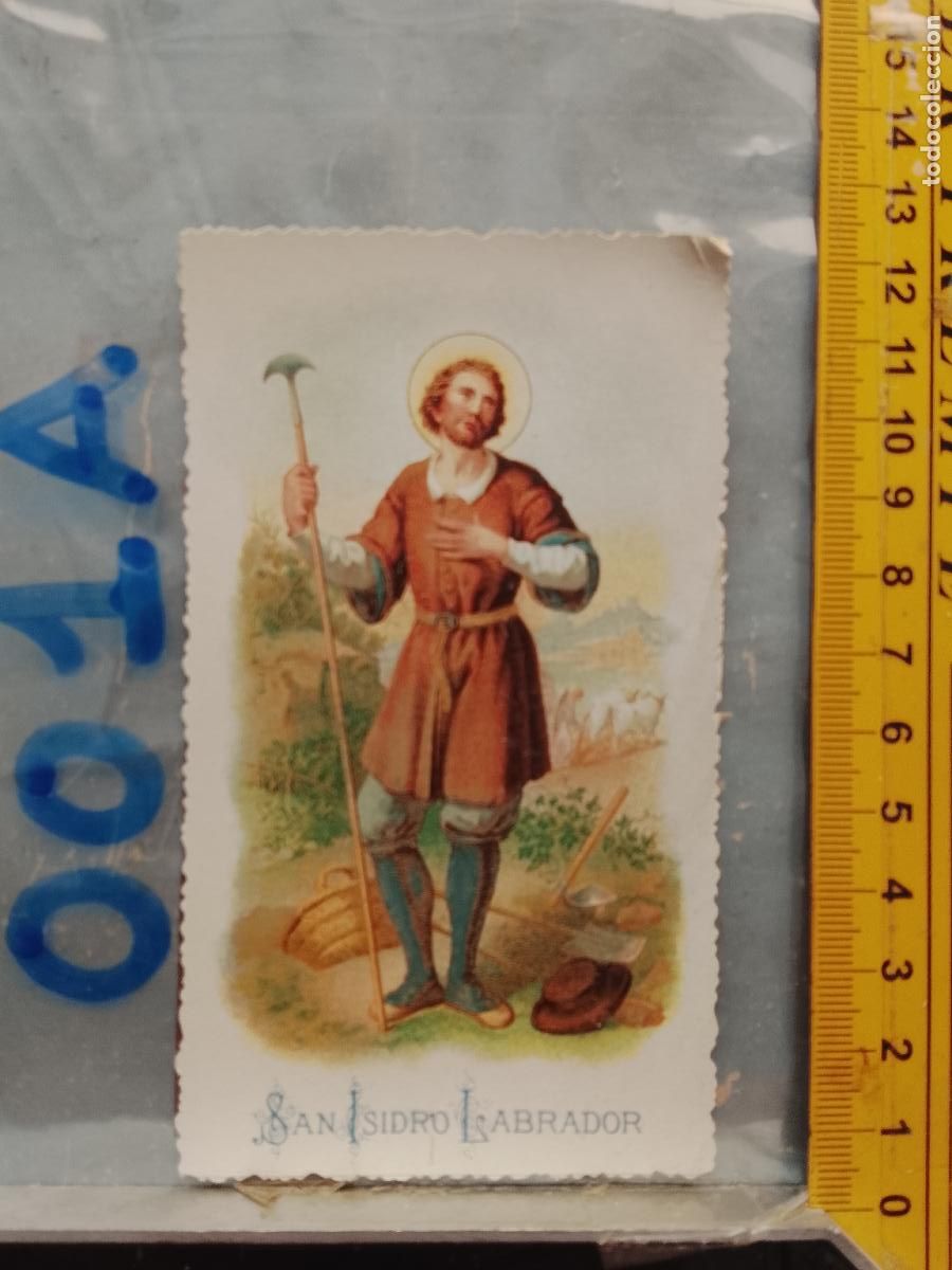 Postkarten: ANTIGUA ESTAMPA TROQUELADA RELIGIOSA CROMO LITOGRAFIA MODERNISTA SANTORAL - SAN ISIDRO LABRADOR