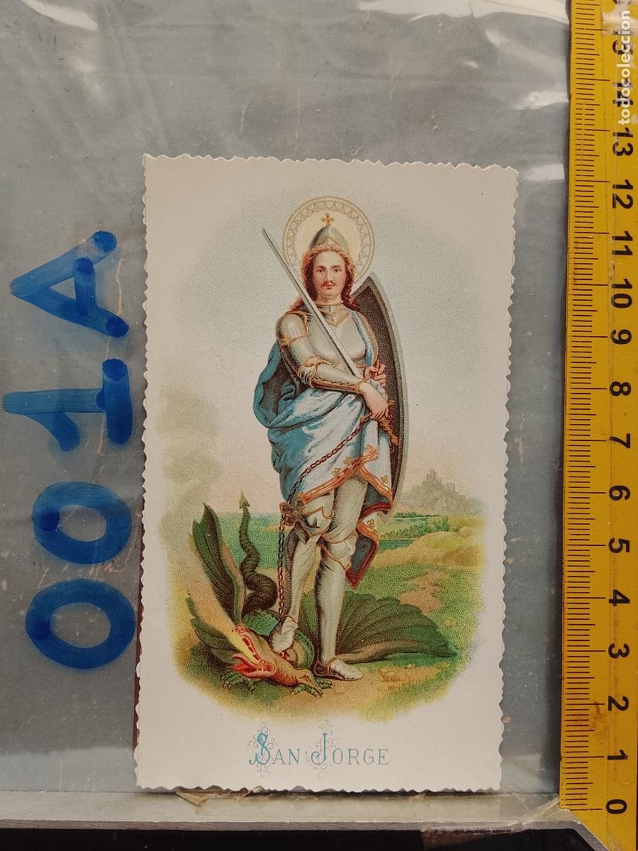 Postais: ANTIGUA ESTAMPA TROQUELADA RELIGIOSA CROMO LITOGRAFIA MODERNISTA SANTORAL - SAN JORGE