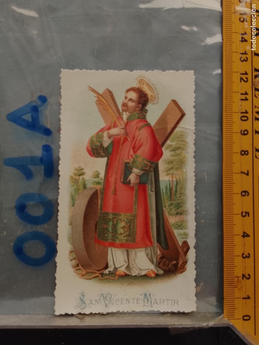 Postais: ANTIGUA ESTAMPA TROQUELADA RELIGIOSA CROMO LITOGRAFIA MODERNISTA SANTORAL - SAN VICENTE MARTIR