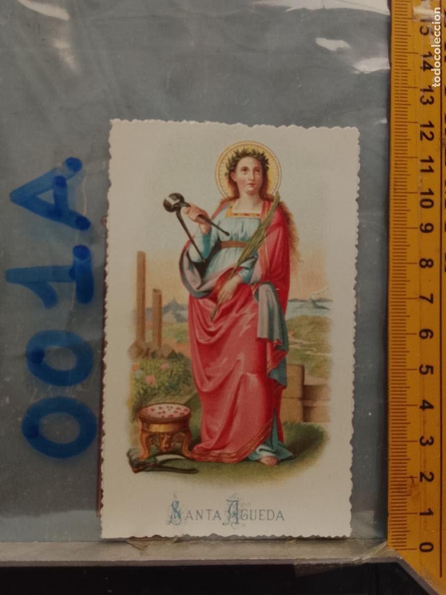Postales: ANTIGUA ESTAMPA TROQUELADA RELIGIOSA CROMO LITOGRAFIA MODERNISTA SANTORAL - SANTA AGUEDA