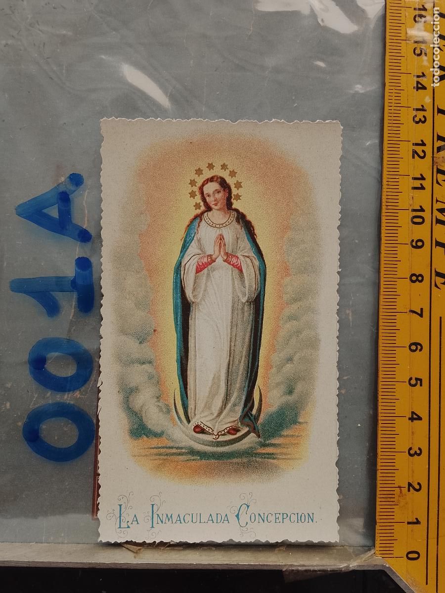 Postais: ANTIGUA ESTAMPA TROQUELADA RELIGIOSA CROMO LITOGRAFIA MODERNISTA SANTORAL - VIRGEN INMACULADA